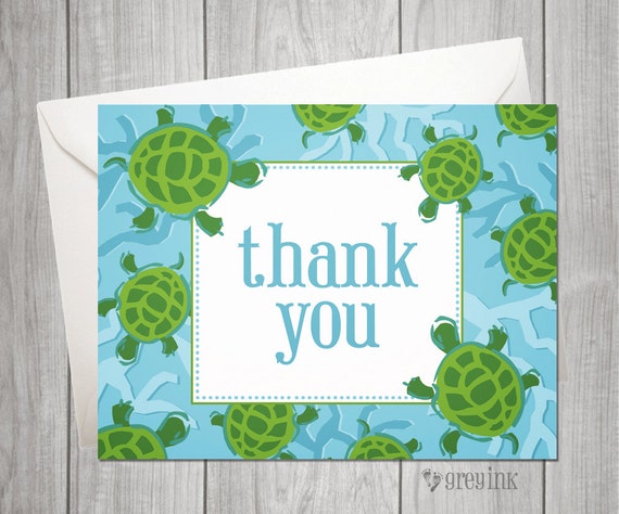 Items similar to Custom Turtle Thank You Folded Notes inpired by Lilly ...