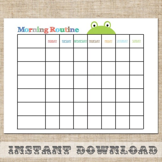 Printable Instant Download Boys Morning Routine Behavioral