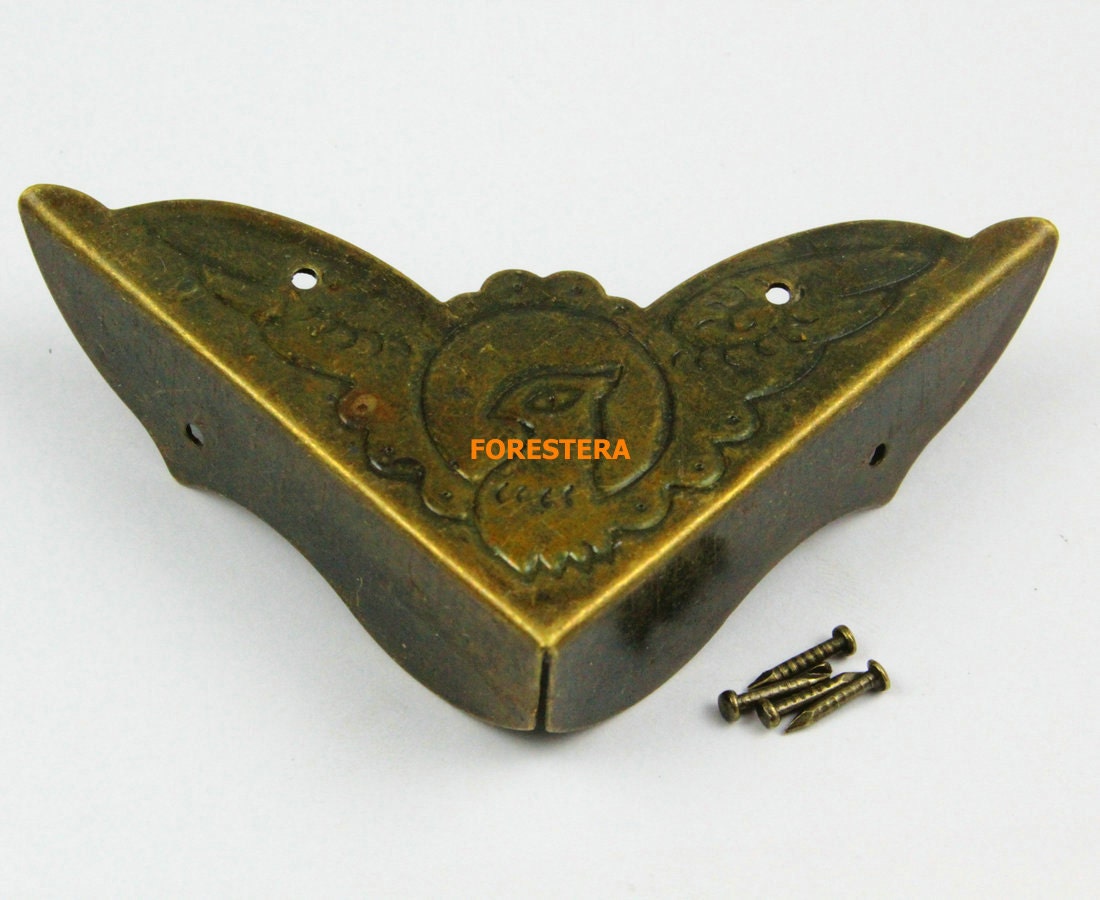 4Pcs Antique Brass Jewelry Box Corner Decoration Corner
