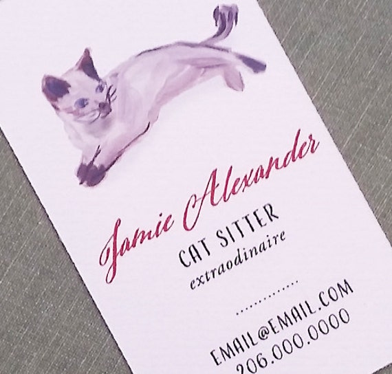 Cat Sitter or Pet Sitter Business Card Set of 50