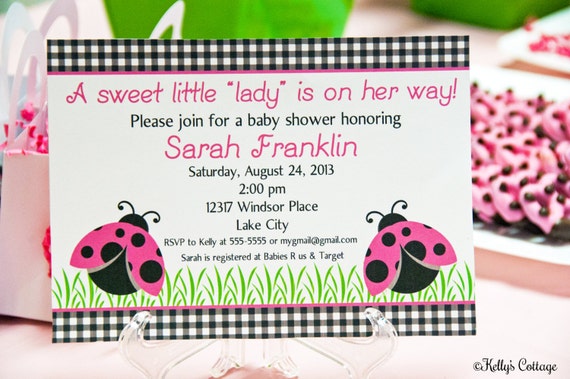 Ladybug Baby Shower Invitation.... Custom, Printable, Digital Il_570xn