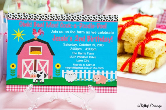 Barnyard Birthday Party Invitation.... Custom, Printable, Digital Il_570xn