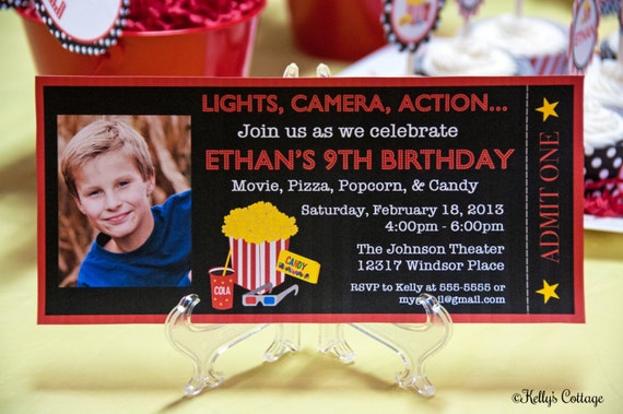 Movie Night Ticket Photo Invitation... Custom, Printable, Digital Il_570xn