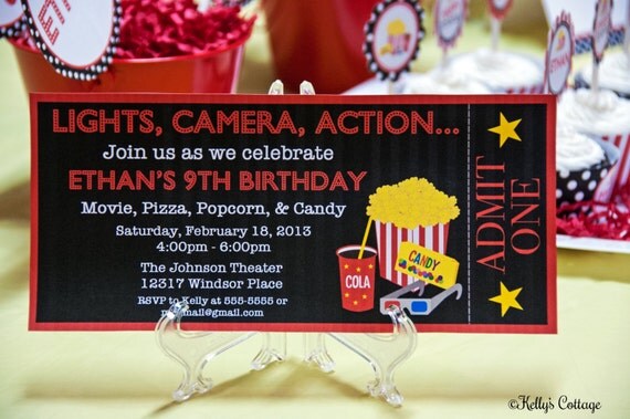 Movie Night Ticket Invitation... Custom, Printable, Digital Il_570xn