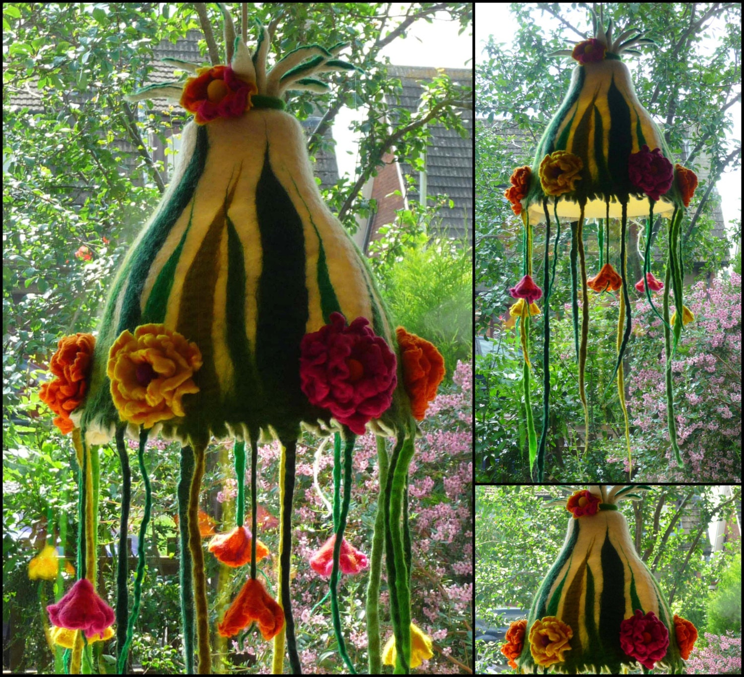 felted flower lamp bedside lamp lamp shade by FeltedArtToWear