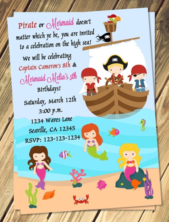 Pirate And Mermaid Free Printable Invitations 6