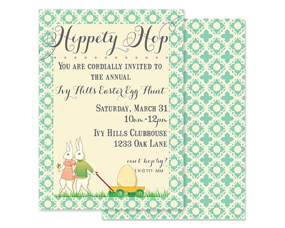 EASTER Invitation, HIPPETY HOP- Custom Printable-As seen on Amy Atlas Events Il_570xn