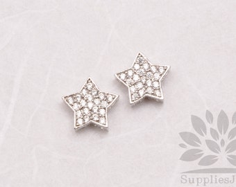 P567-R// Original Rhodium Plated 10mm Cubic Star Pendant, 1 pc