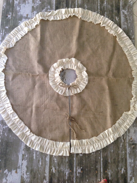 items similar to burlap christmas tree skirt with cotton items similar to burlap christmas tree skirt with cotton