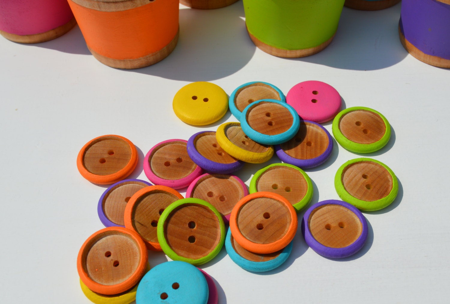 Rainbow Sorting Buckets Montessori Inspired Sensory Wooden Toy