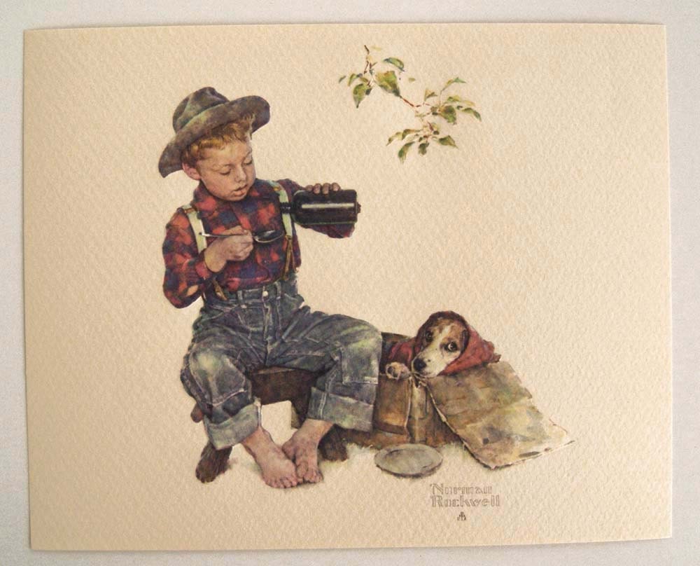 Vintage Norman Rockwell Mysterious Malady A Boy and His Dog