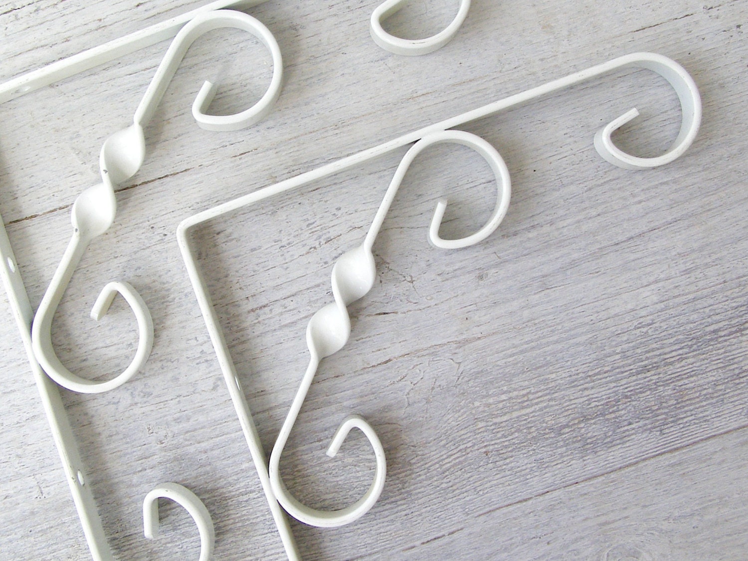 White Iron Shelf Brackets Shelf Hanger Display set of by MeshuMaSH