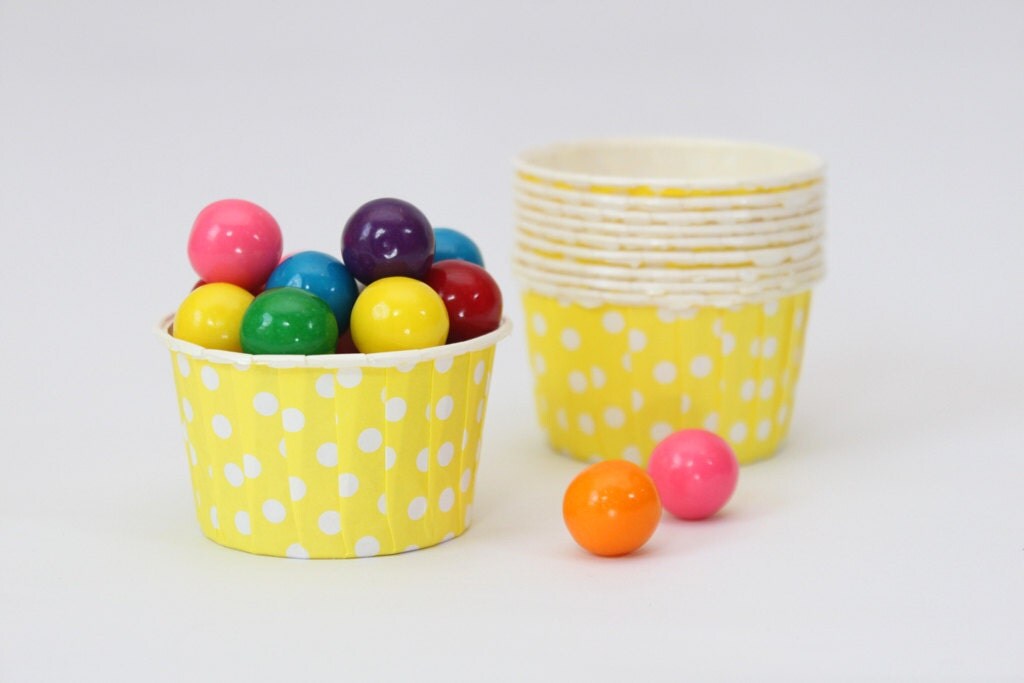 Yellow Polka Dot Baking Cups Small Ice Cream Cups Mini Muffin