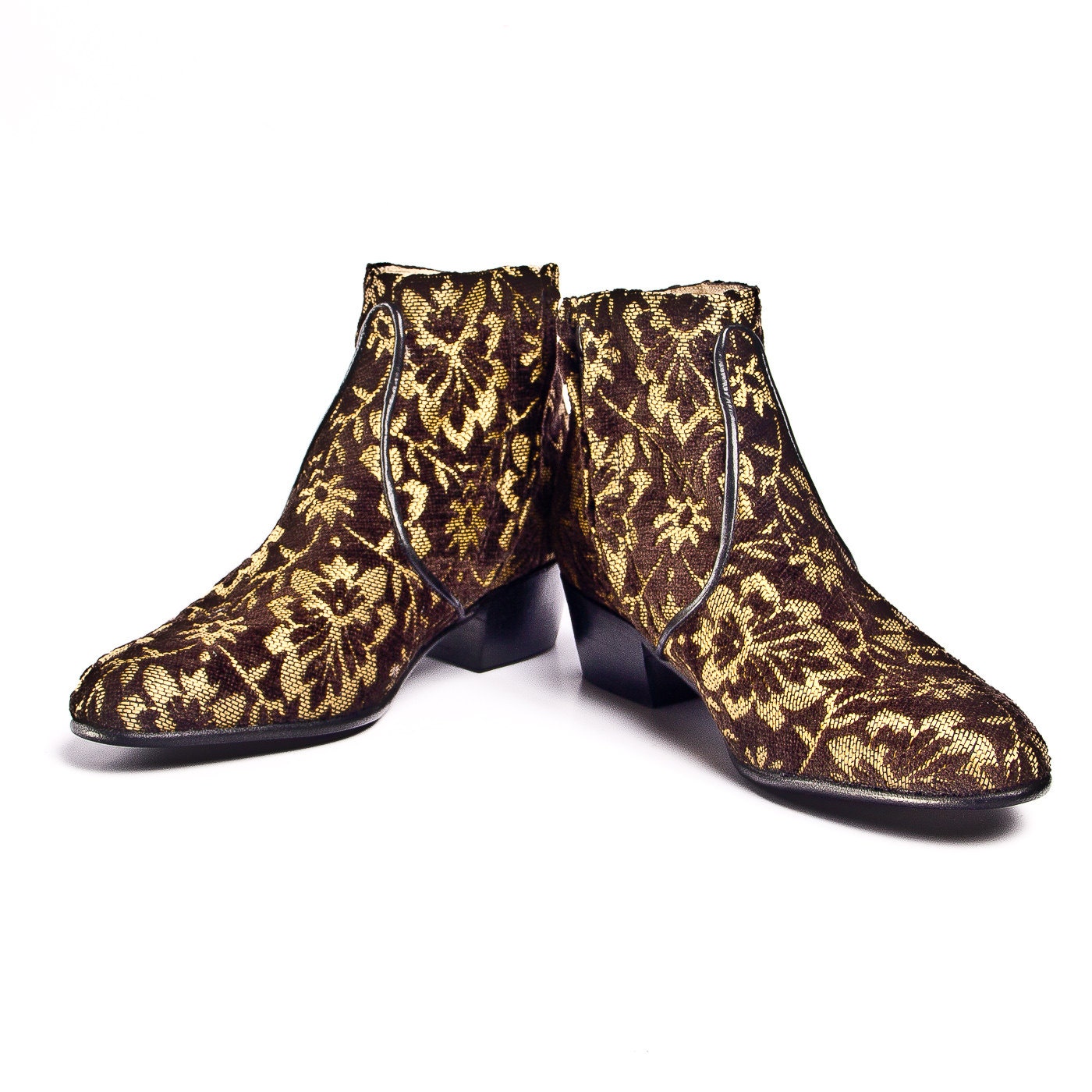 Florwered gold and brown Tapestry beatle boots FREE