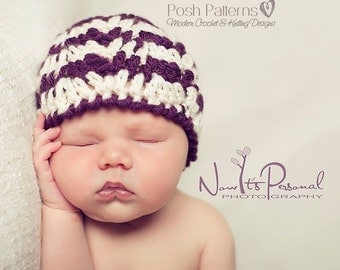 Crochet PATTERN - Crochet Baby Hat Pattern - Ripple Crochet Patterns - Crochet Patterns for Babies - 4 Sizes Newborn to Adult - PDF 213