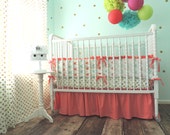 Aqua and coral crib bedding Clearance