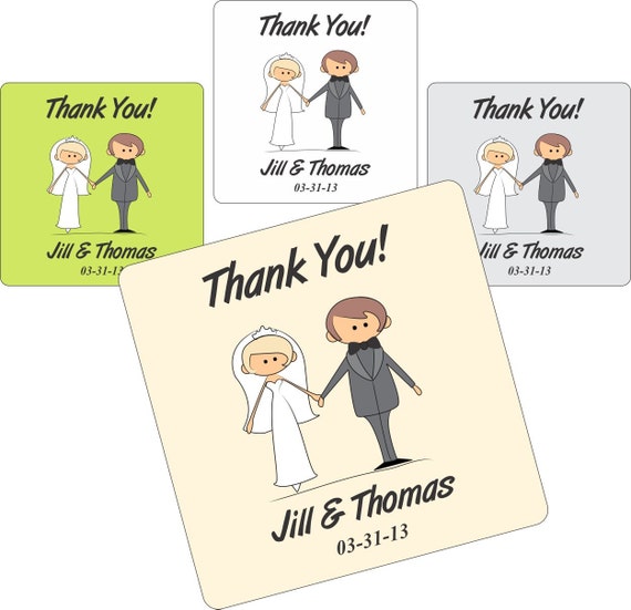 Personalized Wedding Stickers - Wedding Favor Labels - 100 2" Square or 60 2.5" Square Favor Labels Il_570xn