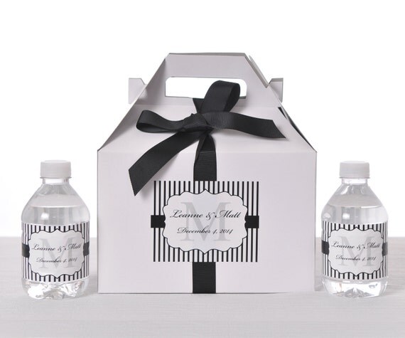 25 Wedding Favor Box / Welcome Box Labels Gable Wedding Box Set with 50 Water Bottle Labels Il_570xn