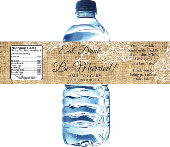 30 Burlap Wedding Water Bottle Labels - Need a different quantity? Click on the "choose total" tab to see all pricing Il_570xn