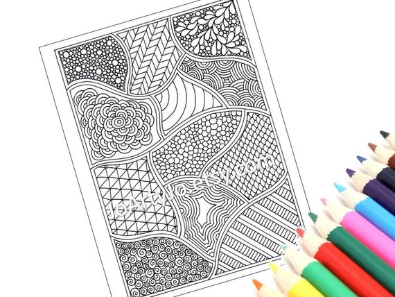 coloring page zentangle inspired printable instant download