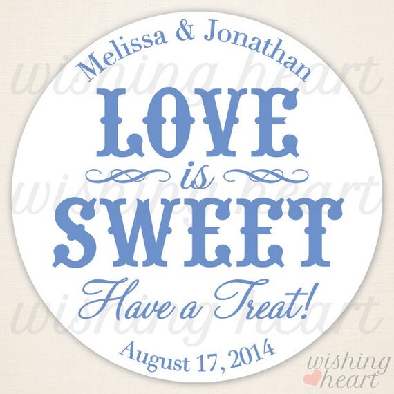 Thank You Favor Sticker - Love is Sweet, Have a Treat - Candy Buffet, Candy Bar Favor - 1.5 or 2 Inch Stickers for Wedding or Bridal Shower Il_570xn