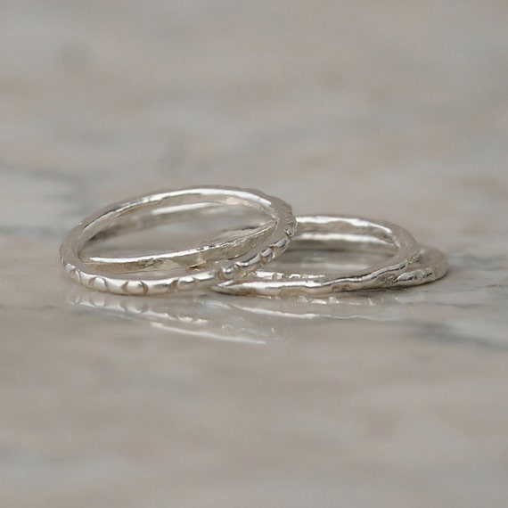 Thin Stacking Rings - Fine Silver Set of Seven Stacking Rings