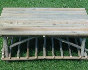 Twig Plank Top Coffee Table, Rustic Wedding Gift, Anniversary Gift, Free Shipping