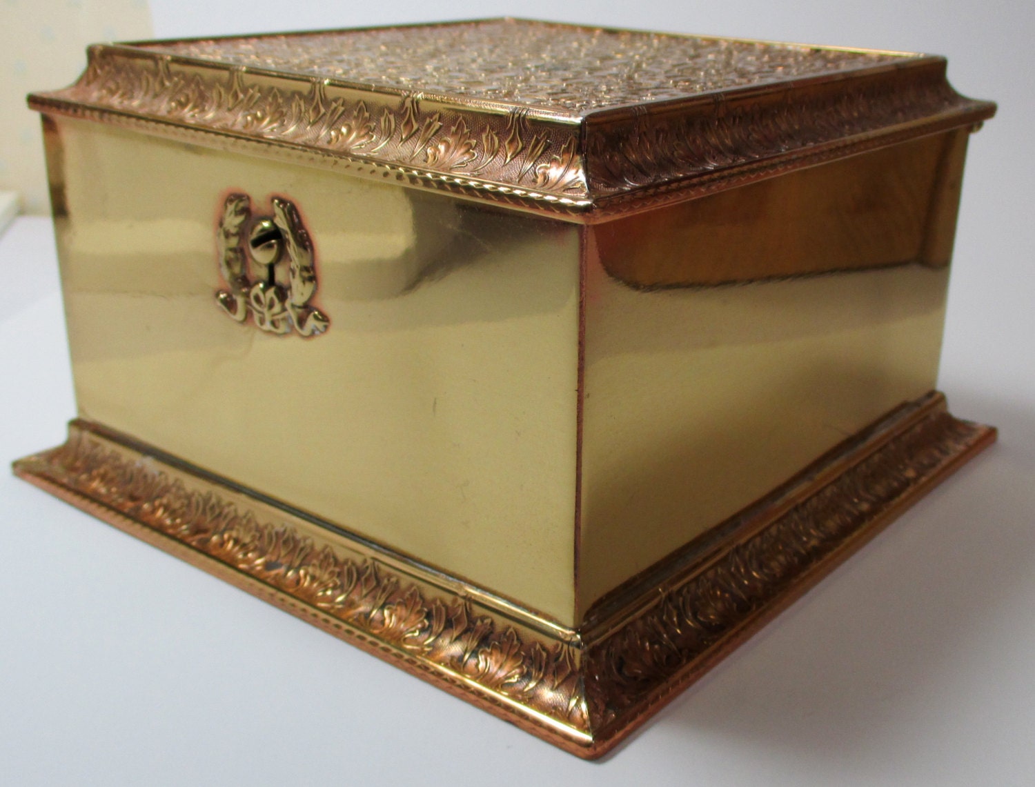 Brass vintage jewelry or trinket box or jewelry casket made
