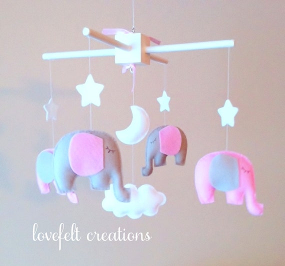 Baby crib mobile baby mobile elephant mobile by lovefeltmobiles