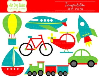 50% OFF Transportation Clipart - Travel Clipart - Vehicle Clip art - Boat Clipart - Airplane Clipart - Commercial Use