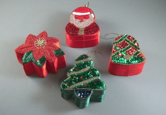 sequined beaded christmas gift box ornament by sequined beaded christmas gift box ornament by