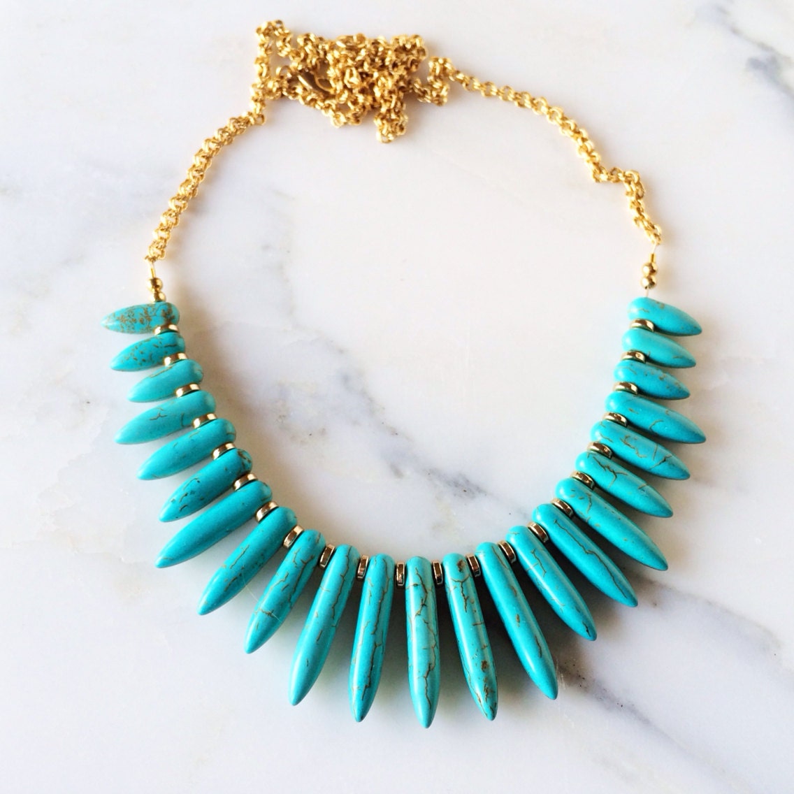 Turquoise Statement Necklace Turquoise Spikes By Atelieryumi