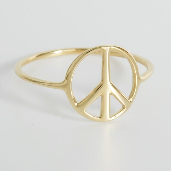 Solid 14K Gold Peace Ring