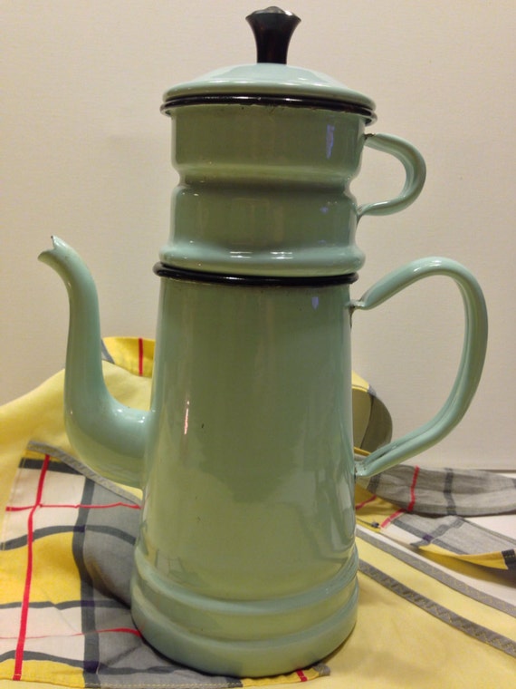 Antique French Enamel Coffee Pot