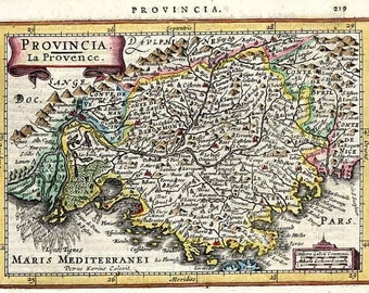 Provence 1628. Antique map of Provence, France by J.Jansson - MAP PRINT