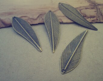 50pcs of Antique bronze iron Leaf charm 12mmx41mm