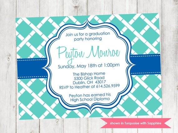 Printable Graduation Party Invitation - Graduation Themed Bamboo Invite - Colors and Text Customizable Il_570xn