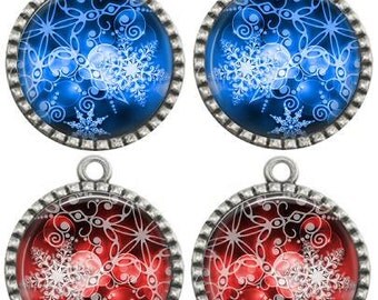 Christmas Tree Ornaments Decorations Holiday Ornaments Party Favors with Crimped Tray Set of Two Blue or Red