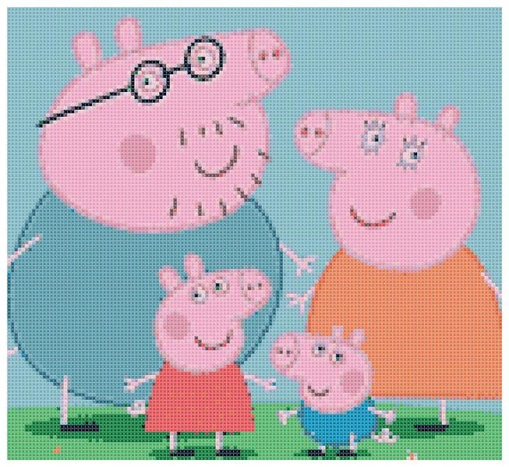 Peppa Pig & Family 14 Count Cross Stitch Chart by ...