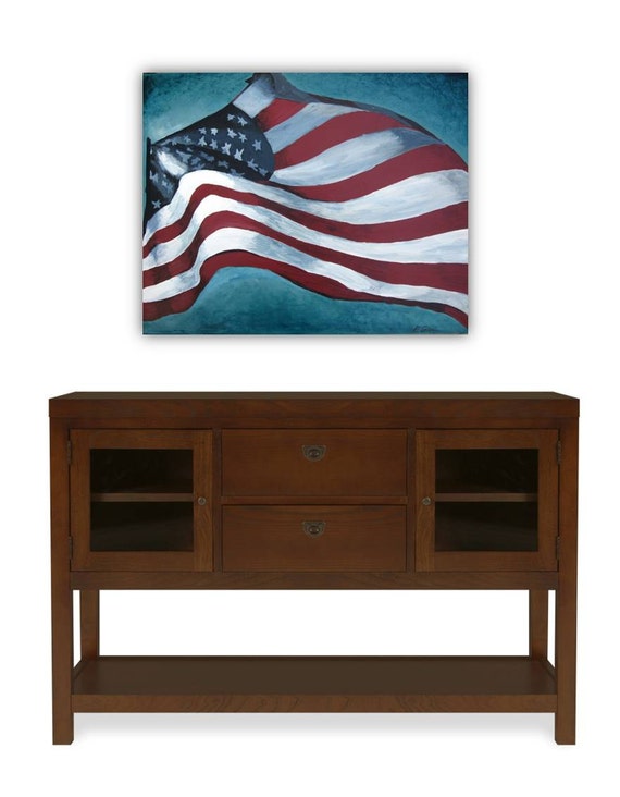 American Flag wall art ORIGINAL painting patriotic veteran VA