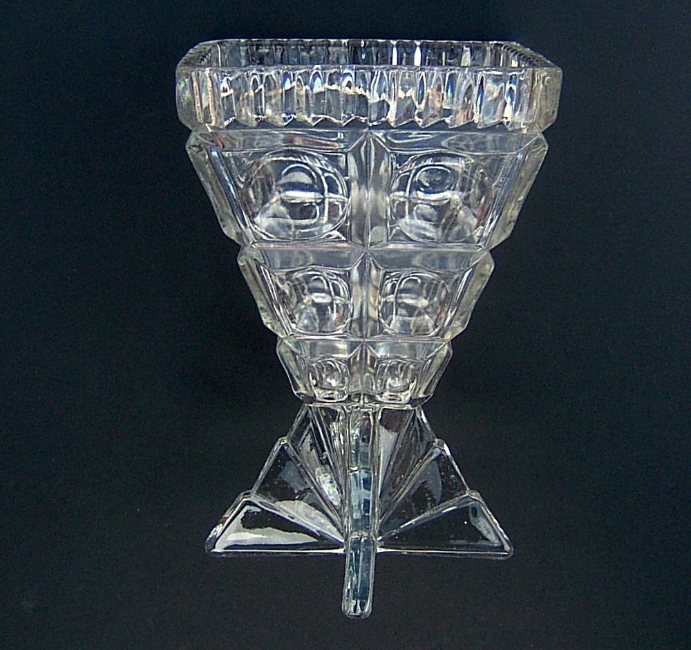 Art Deco Glass Vase Vintage Glass Vase Vintage by BiminiCricket