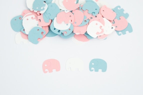 Elephant Baby Shower, Elephant Confetti, Gender Reveal Baby Shower, Twins Baby Shower Il_570xn