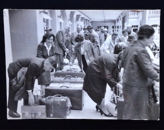 Original Antique Photograph Luggage Claim
