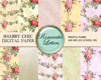 Floral Digital Scrapbook Paper Pack Shabby Chic by RomanticLetters