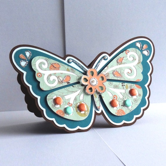 Handmade shaped & layered standing Butterfly Card perfect for Mother's Day or Birthdays, etc