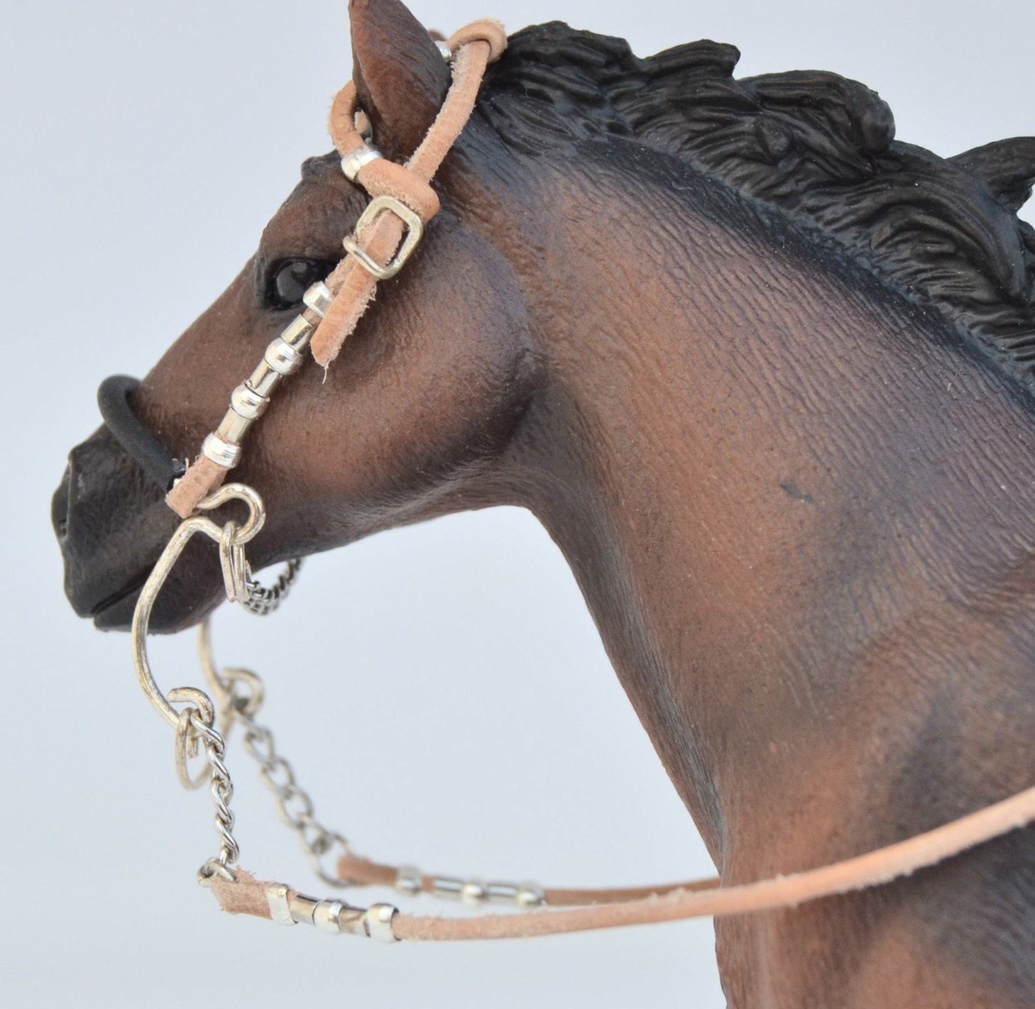 Western BRIDLE / headstall with hackamore for SCHLEICH HORSES