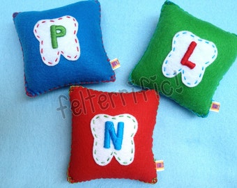 Handmade Monogrammed Initial Felt Tooth Fairy Pillow Boy or Girl