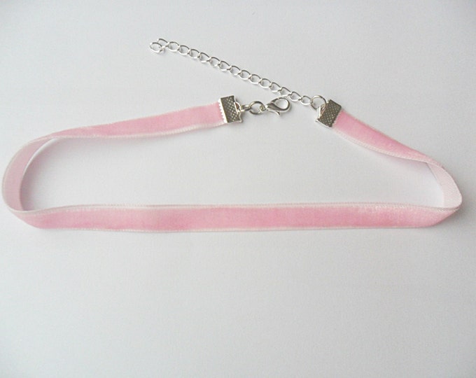 Velvet choker necklace baby pink ribbon ,adjustable size with a width of 3/8” ( pick your neck size) Ribbon Choker Necklace