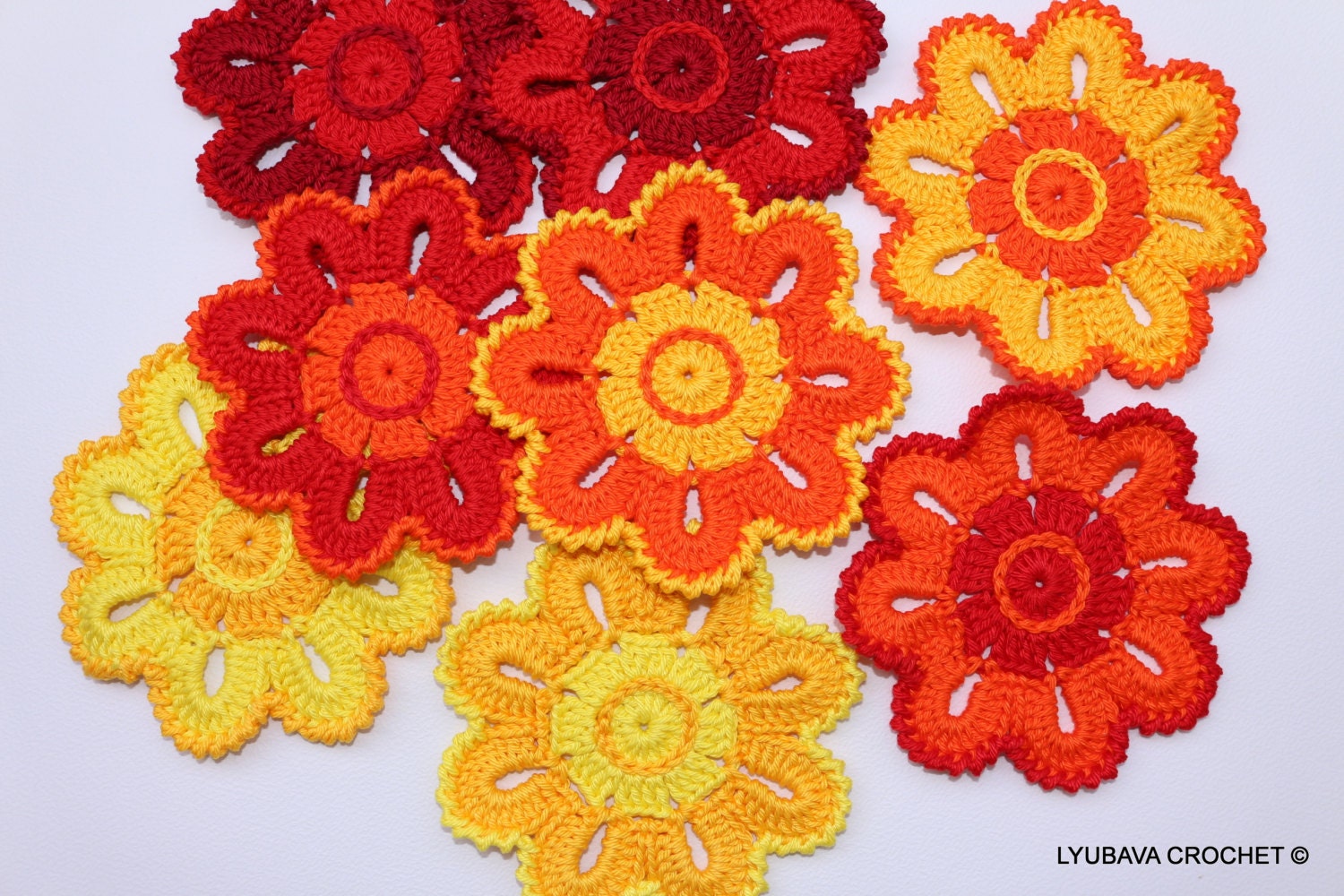 CROCHET PATTERN FLOWER Coasters Home Decorations by LyubavaCrochet