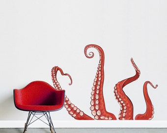 Tentacles Printed Wall Decal - Diesel & Juice Illustrations, Octopus Decal, Tentacles Decal, Ocean Wall Decal, Nautical Decal, Kraken Decal